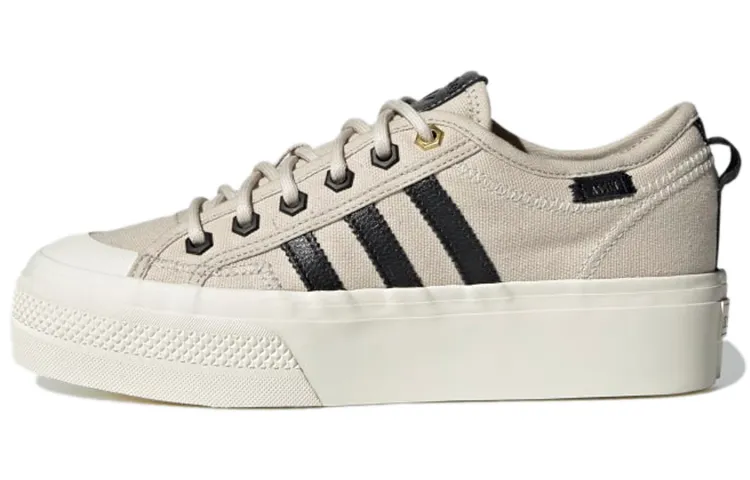 Adidas Originals Nizza Canvas Slip Resistant Height Increasing Low top Skateboard Shoes Women's Gray