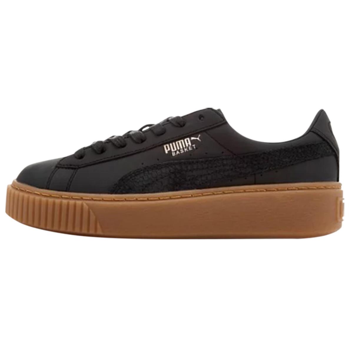 PUMA Basket Skateboard Shoes Women's Low Top Black/Brown