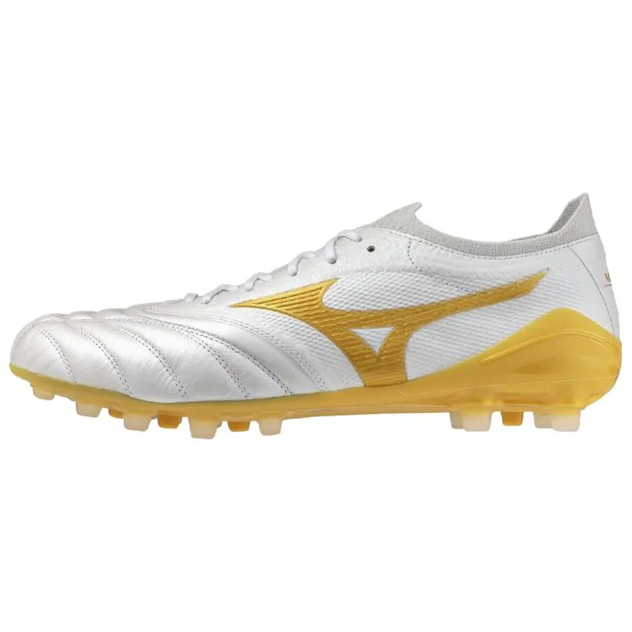 Mizuno Morelia Neo 4 AG Artificial Ground Breathable And Lightweight Soccer Shoes Unisex White Gold