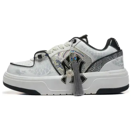 MLB Chunky Liner Pu Abrasion Resistant Height Increasing Low top Casual Shoes Unisex White