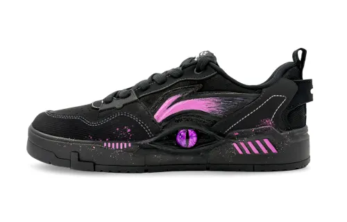Li Ning Original Era Slip Resistant, Lightweight, And Breathable Low top Skateboard Shoes Men's Black Purple