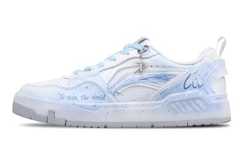 Li Ning Original Era Slip Resistant Abrasion Resistant Low top Skateboard Shoes Men's White Blue