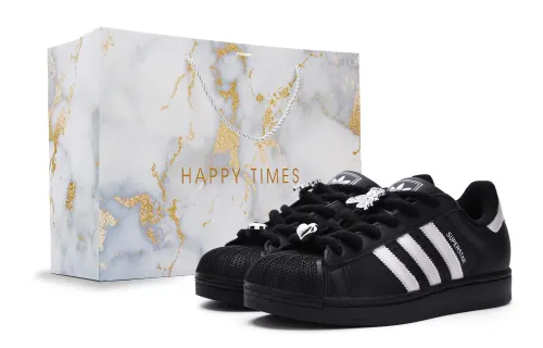 Adidas Originals Superstar 2 Slip Resistant Abrasion Resistant Low top Skateboard Shoes Unisex Black