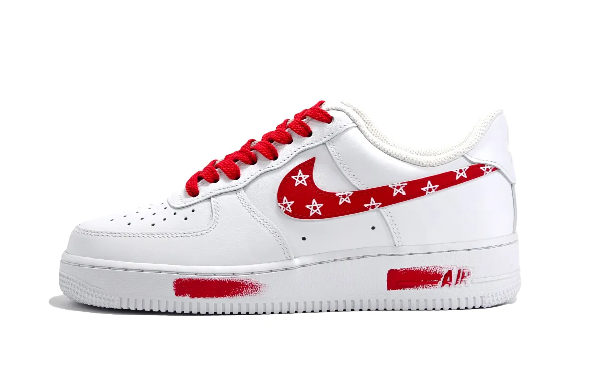 Nike Air Force 1 Slip Resistant, Abrasion Resistant, Breathable Low top Skateboard Shoes Unisex Red White