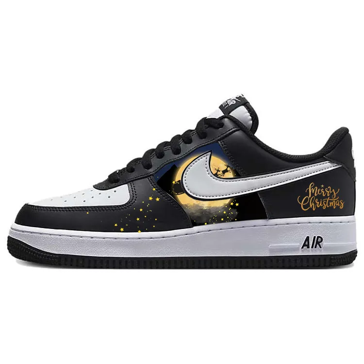 Nike Air Force 1 Versatile Slip Resistant Low top Skateboard Shoes Unisex Black White