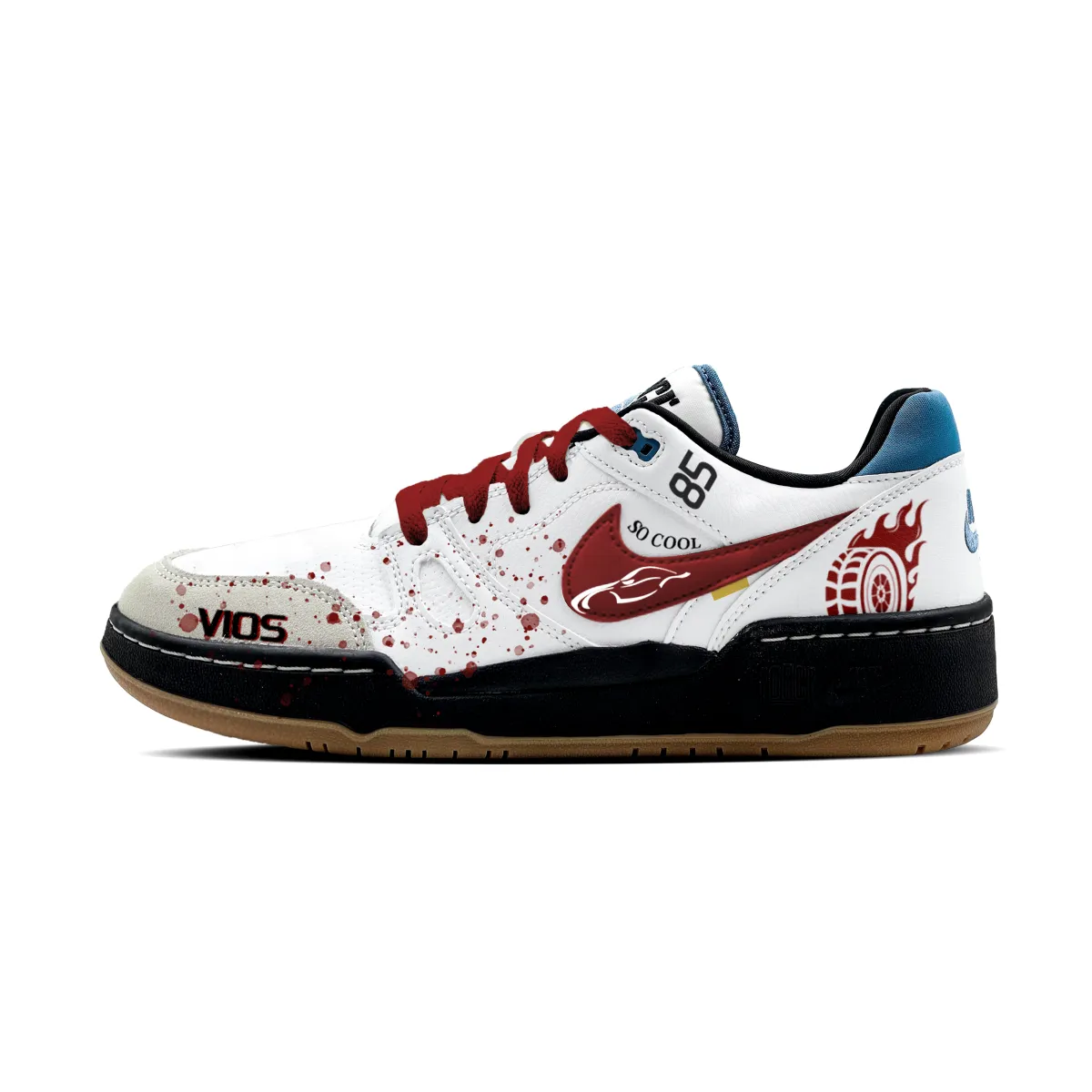 Nike Full Force Low Error Code Abrasion Resistant Low top Skateboard Shoes Men's White Red