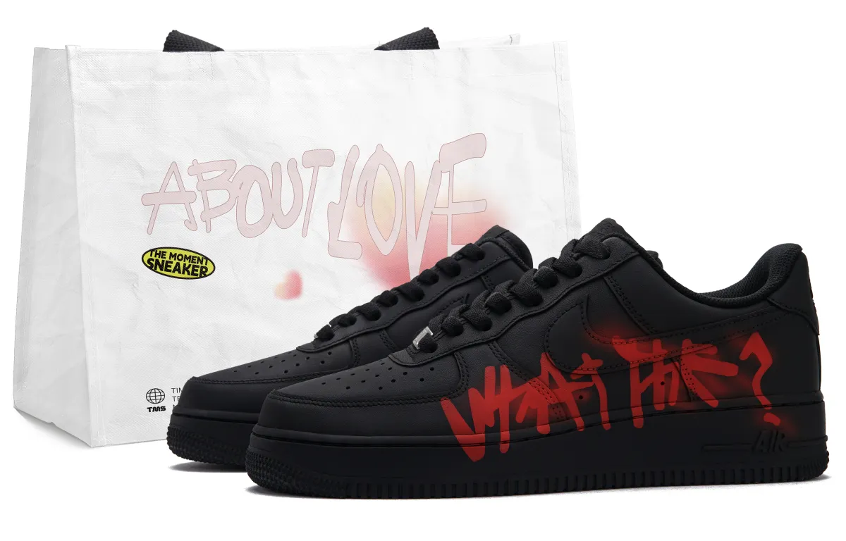 Nike Air Force 1 Low top Skateboard Shoes Unisex Black Red