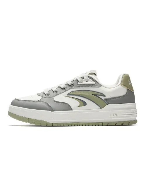 Anta 982 Synthetic Leather Wear resistant And Lightweight Low top Skateboard Shoes Men's White Gray Green