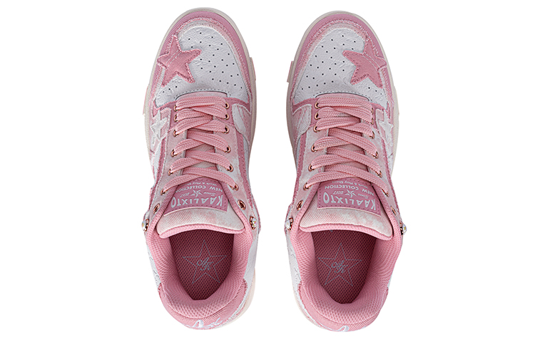 KAALIXTO Pink Cloud Stars Shoes Low top Skateboard Shoes Unisex Pink White
