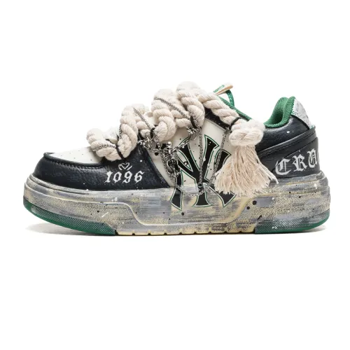 MLB Chunky Liner Slip Resistant Abrasion Resistant Low top Skateboard Shoes Unisex White Green