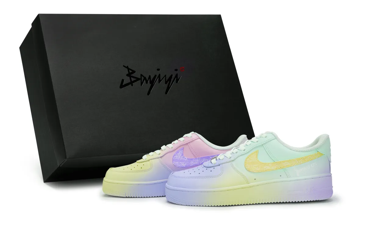 Nike Air Force 1 811 Manufacturing, Multicolor Spring Dawn Yellow Purple, Special Shoe Box