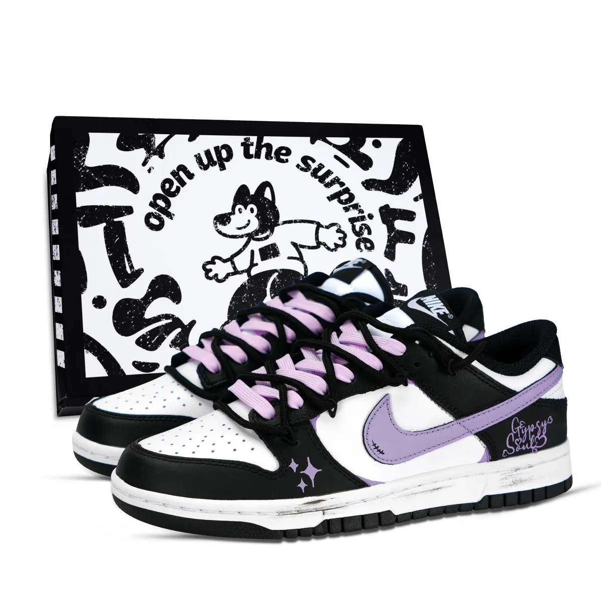 Nike Dunk Low top Skateboard Shoes Unisex Purple White Black