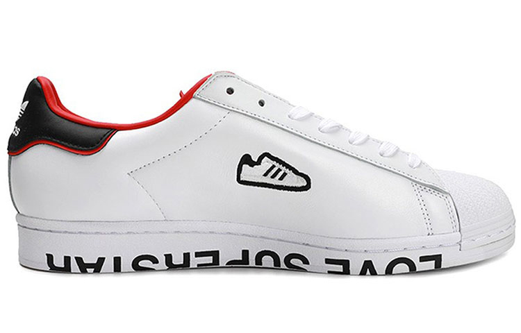 Кроссовки adidas originals SUPERSTAR (белый с красно-черным) — 白红黑尾 — фото 2