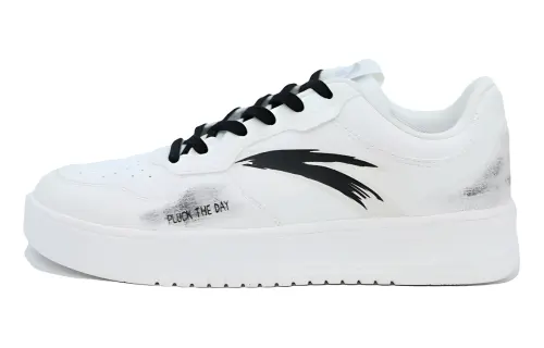 Anta Easy Slip Resistant Abrasion Resistant Low top Skateboard Shoes Unisex White