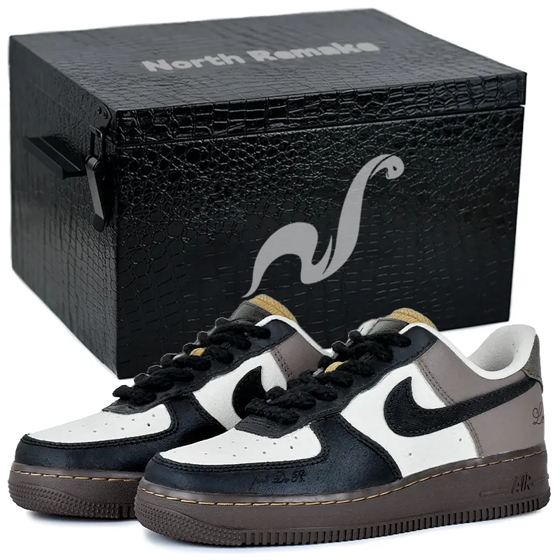 Nike Air Force 1 Wear resistant And Lightweight Low top Skateboard Shoes Unisex Brown White Black