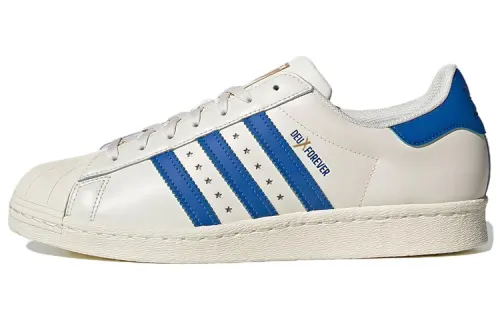 Adidas Originals Superstar 80s Comfortable Skateboard Shoes Unisex Beige Blue