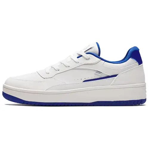 Anta Textile, Synthetic Leather Slip Resistant Abrasion Resistant Low top Skateboard Shoes Men's White Blue