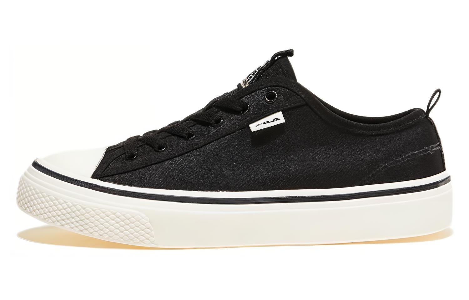 FILA Scanline EXP Comfortable Cushioning Lightweight Low top Skateboard Shoes Unisex Black White Korean Style