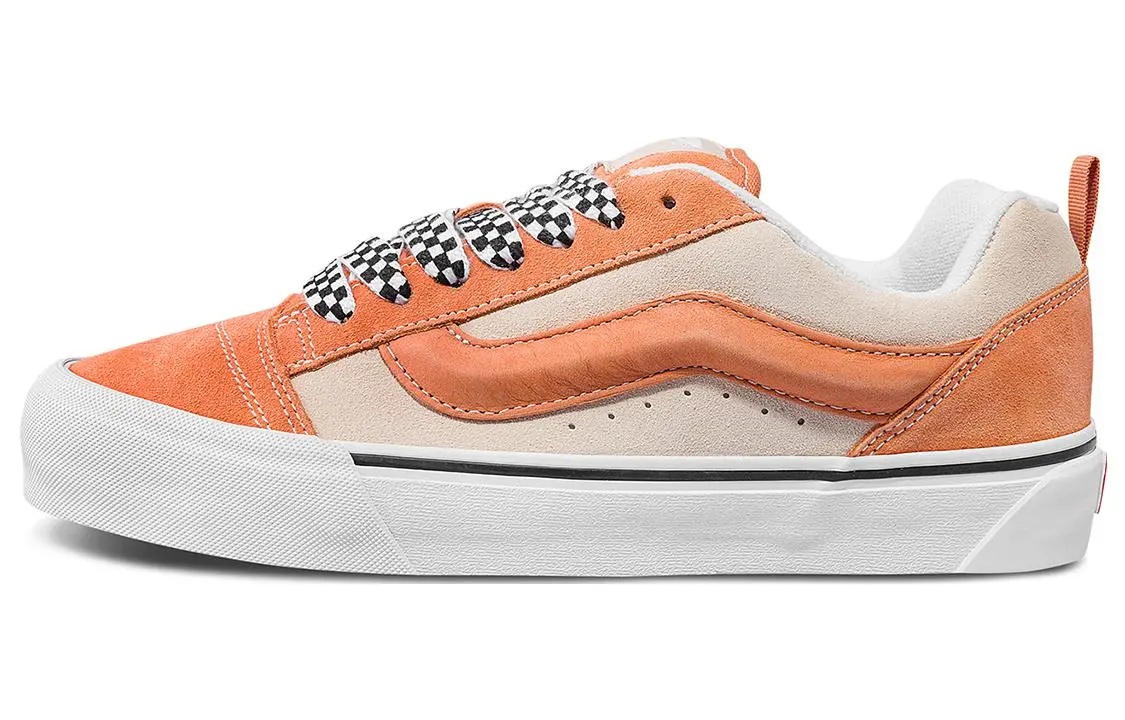 Vans Knu Skool Abrasion Resistant Low top Skateboard Shoes Unisex White Orange