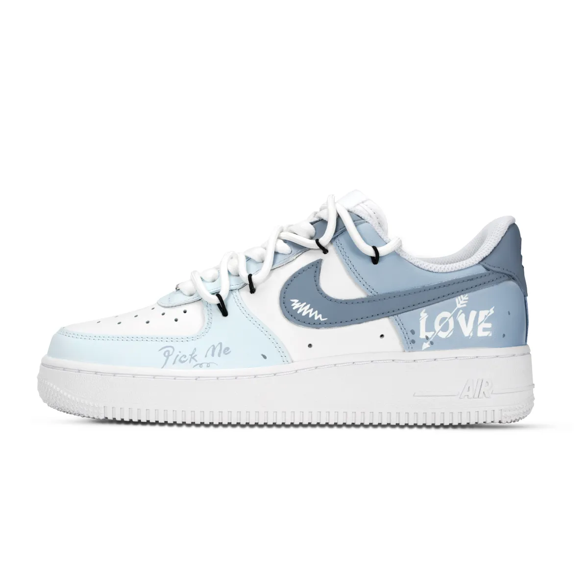 Nike Air Force 1 Arrow Of Love Slip Resistant Abrasion Resistant Low top Skateboard Shoes Unisex White Blue