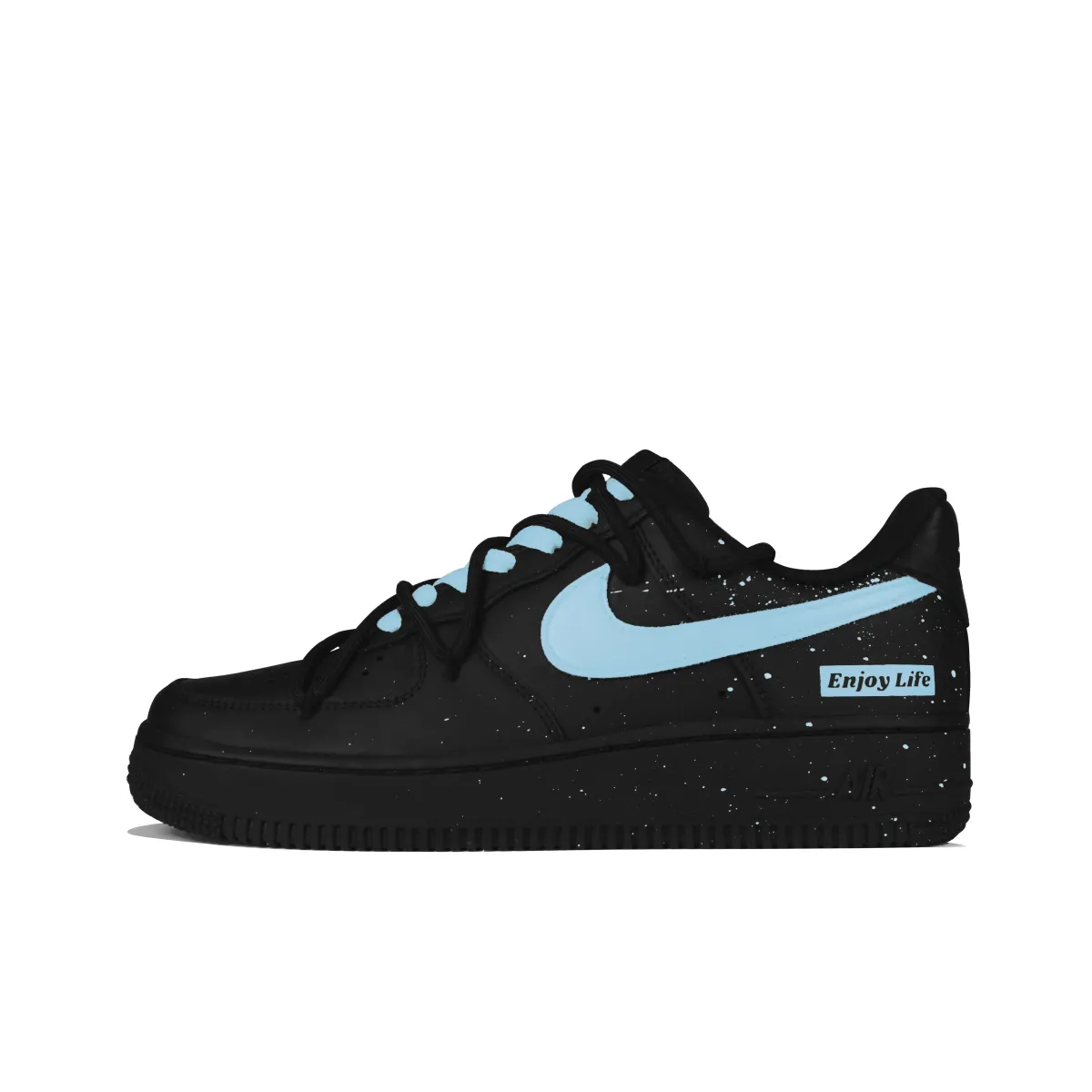 Nike Air Force 1 Leather Low top Skateboard Shoes Unisex Black Blue