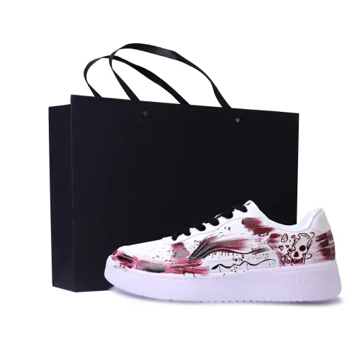 Li Ning Floating Boat Wear resistant And Lightweight Low top Skateboard Shoes Unisex White Black Red