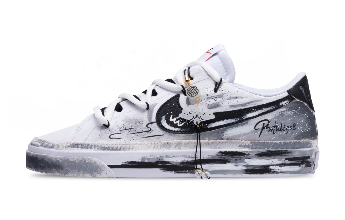 Nike Court Legacy Low top Skateboard Shoes Men's White Black