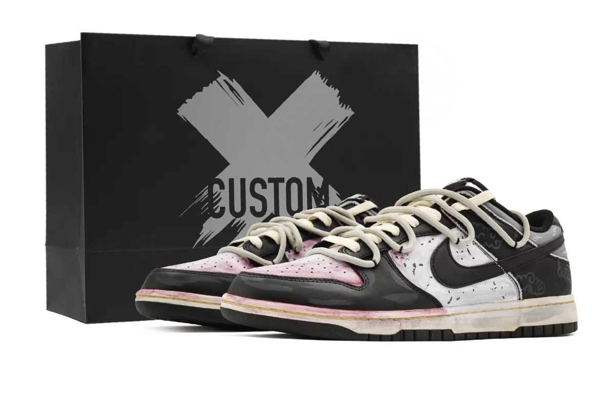 Nike Dunk Evening Glow, Chinese Style, Vintage Distressed Abrasion Resistant Low top Skateboard Shoes Men's Black Gray