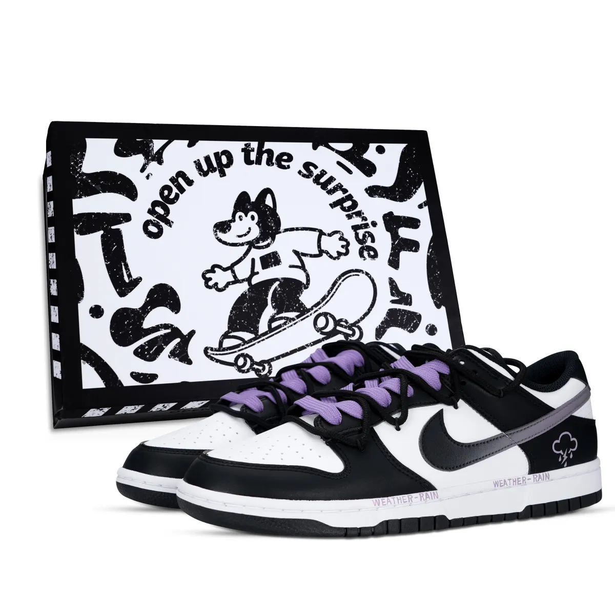 Nike Dunk Unpredictable Weather Black Shoe Box Abrasion Resistant Abrasion Resistant Low top Skateboard Shoes Unisex