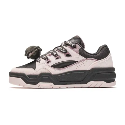 Anta Abrasion Resistant Lightweight Wear resistant And Lightweight Low top Skateboard Shoes Women's Umber Pink White