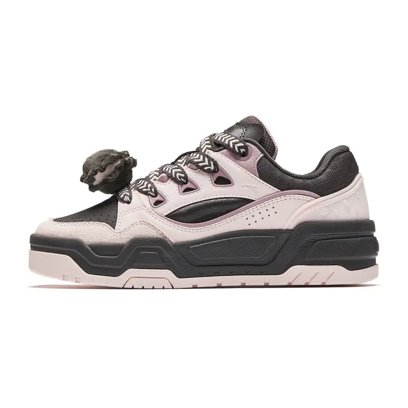 Anta Abrasion Resistant Lightweight Wear resistant And Lightweight Low top Skateboard Shoes Women's Umber Pink White
