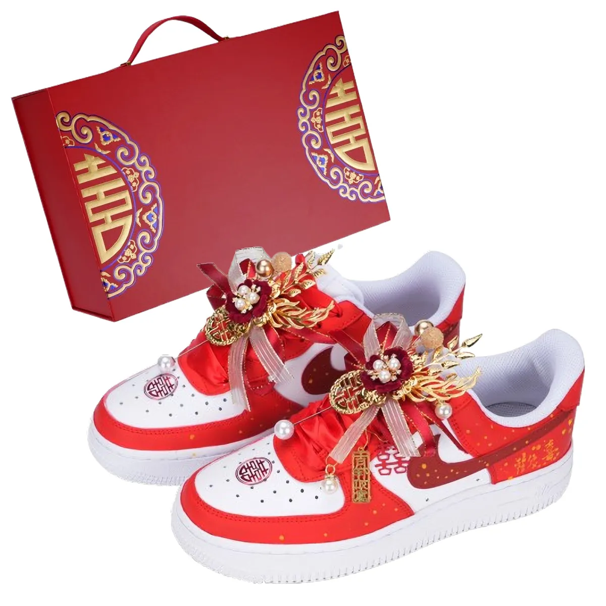 Nike Air Force 1 Joyful Abrasion Resistant Balance Low top Skateboard Shoes Unisex Red