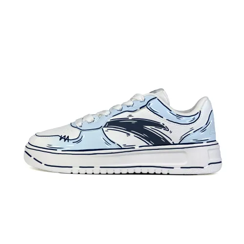 Anta Life Collection Cartoon Blue Line Synthetic Leather Slip Resistant Lightweight Non slip Lightweight Low top