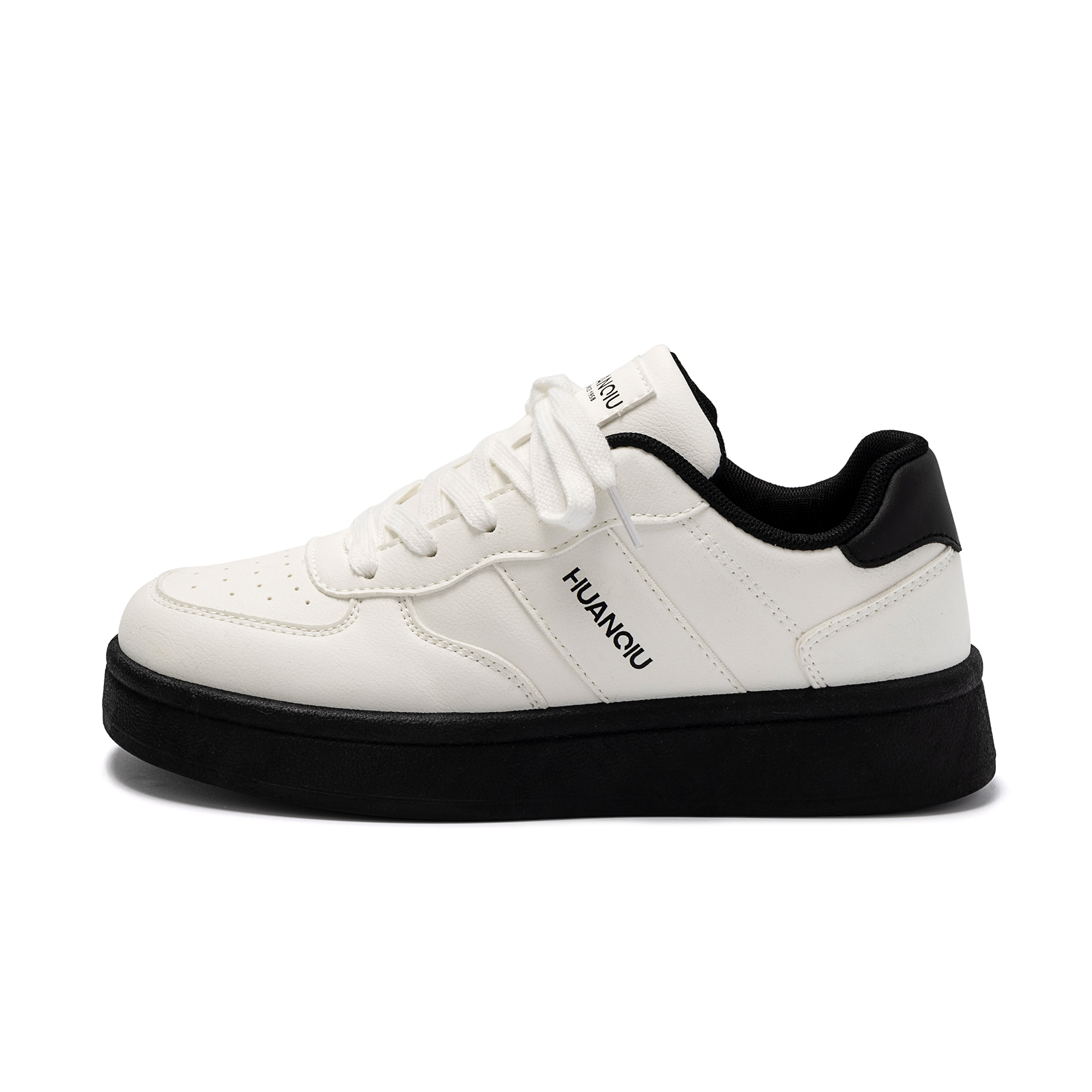 Global HUANQIU Year of the Horse Limited Edition Plush Second Cotton Thickened Autumn and Winter Comfortable Air Force One Simple Versatile Breathable Casual Fashion Classic Korean Style Hong Kong Style Black and White Low-top Sneakers Women White and Black