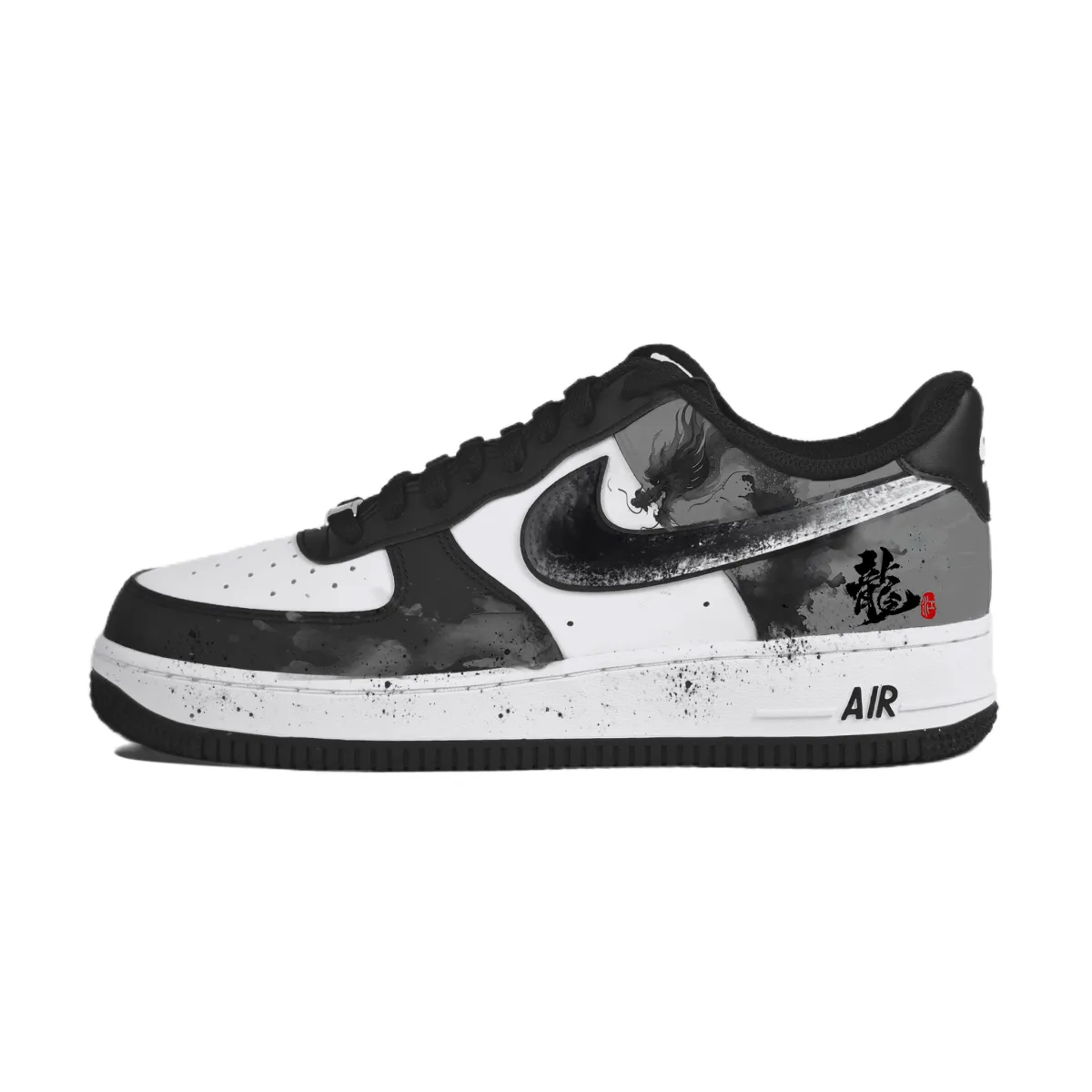Nike Air Force 1 Coverage Abrasion Resistant Low top Skateboard Shoes Unisex Black White