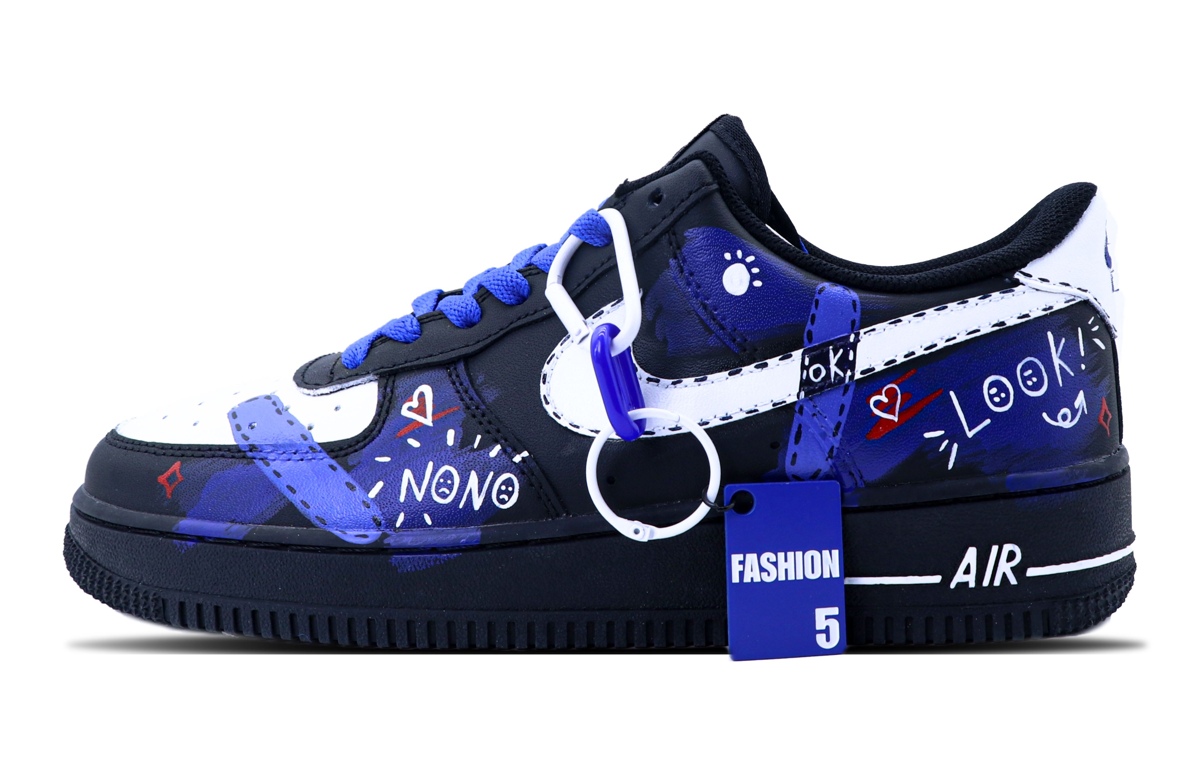 Nike Air Force 1 Coverage Thermal Coverage Low top Skateboard Shoes Women's Blue Black