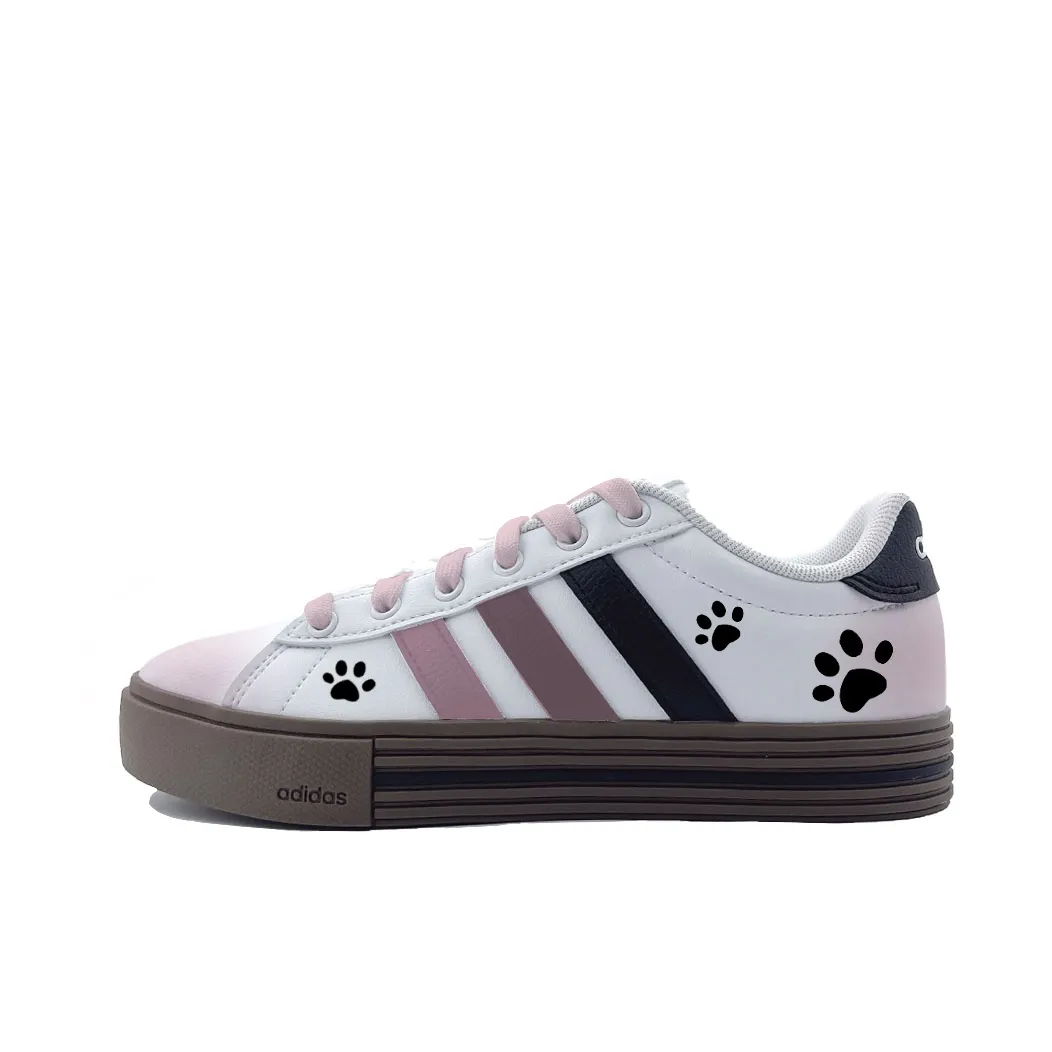 Adidas Daily 4.0 Footprint Keepsakes Abrasion Resistant Low top Skateboard Shoes Unisex Black Pink