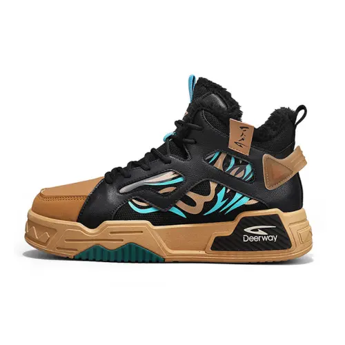 DEERWAY Trendy, Comfortable, Elegant, Versatile Platform, Thickened, And Fleece Lined High top Skateboard Shoes Men's