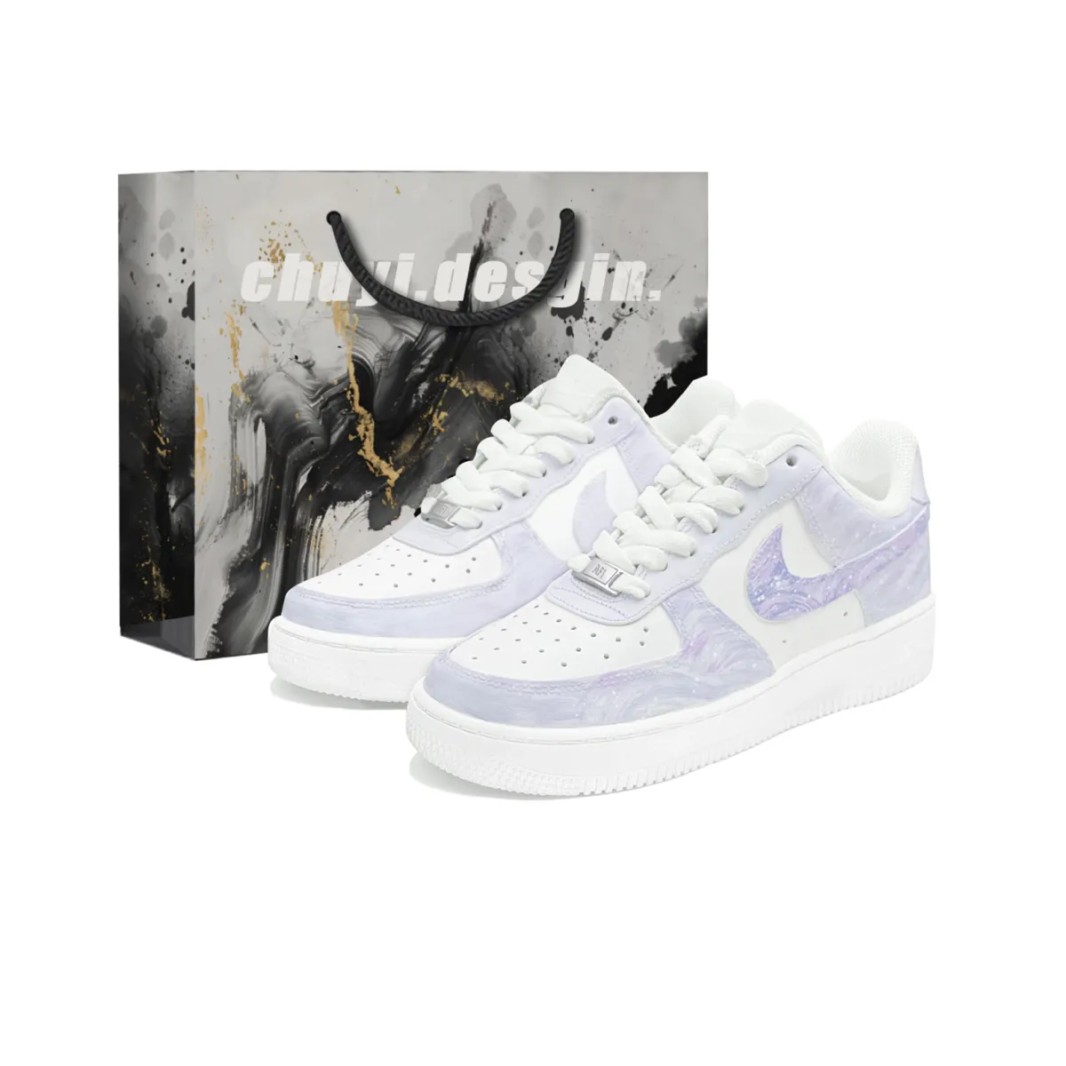 Nike Air Force 1 Shopping Bag, Misty Purple, First Day Culture Abrasion Resistant Balance Low top Skateboard Shoes