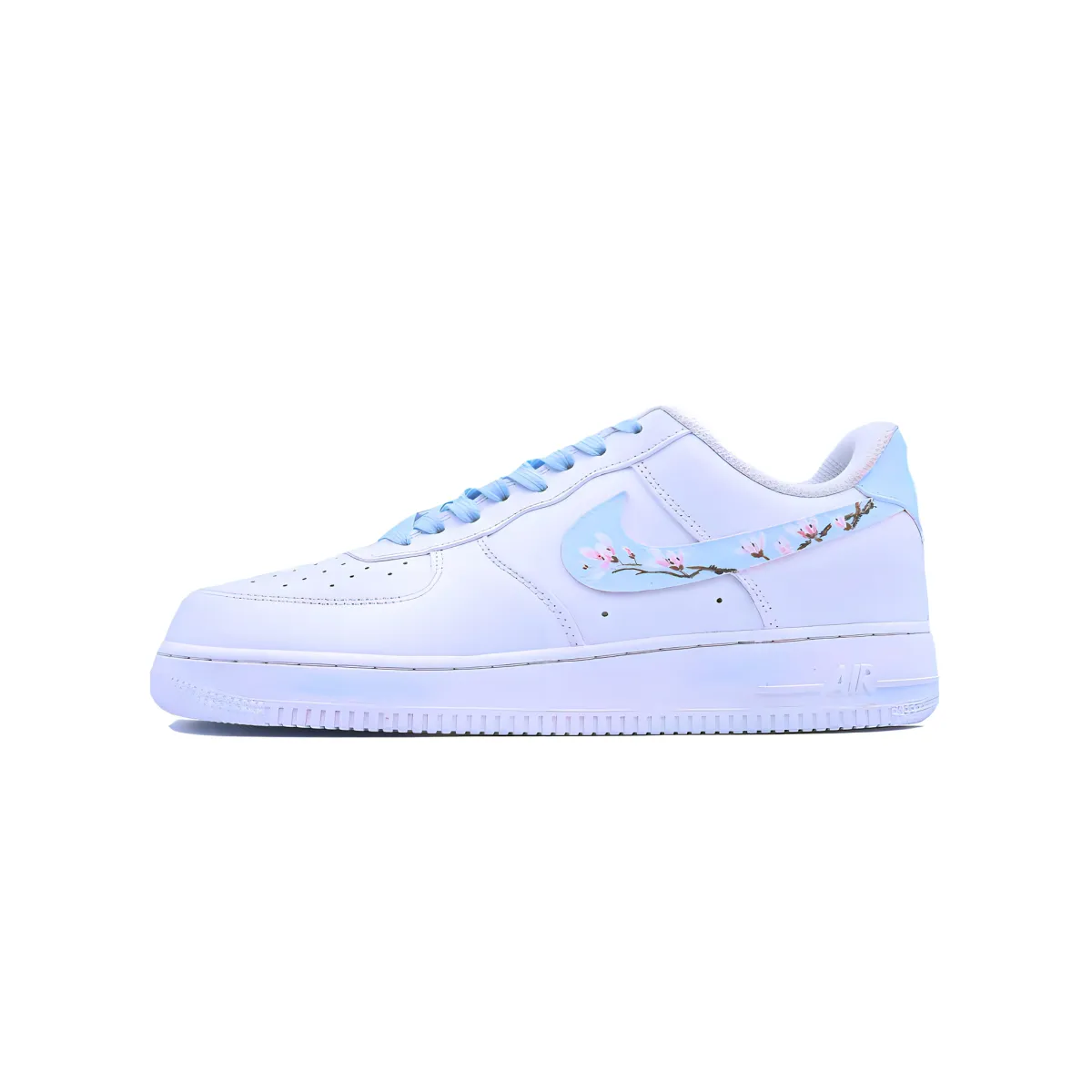 Nike Air Force 1 Plum Blossom Slip Resistant Abrasion Resistant Low top Skateboard Shoes Unisex Blue White Pink