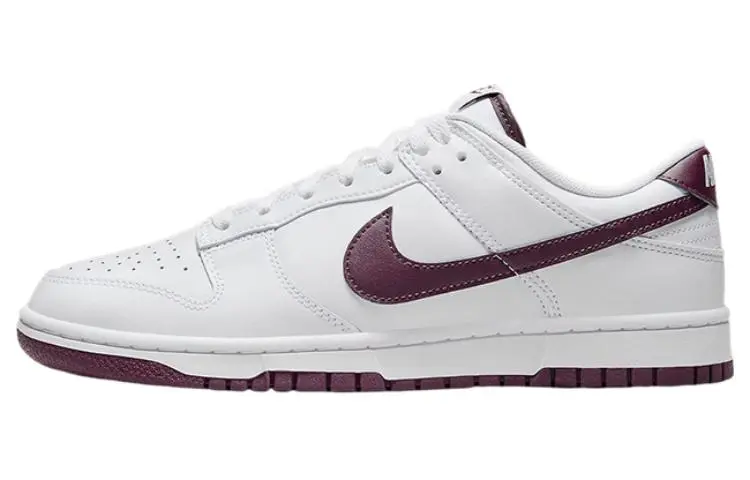 Nike Dunk 'Night Maroon' Leather Low top Skateboard Shoes Men's White