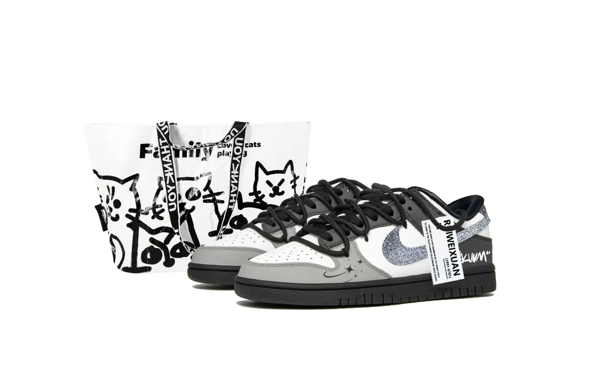 Nike Dunk Light Realm Shadow Cushioning Low top Skateboard Shoes Unisex Black White