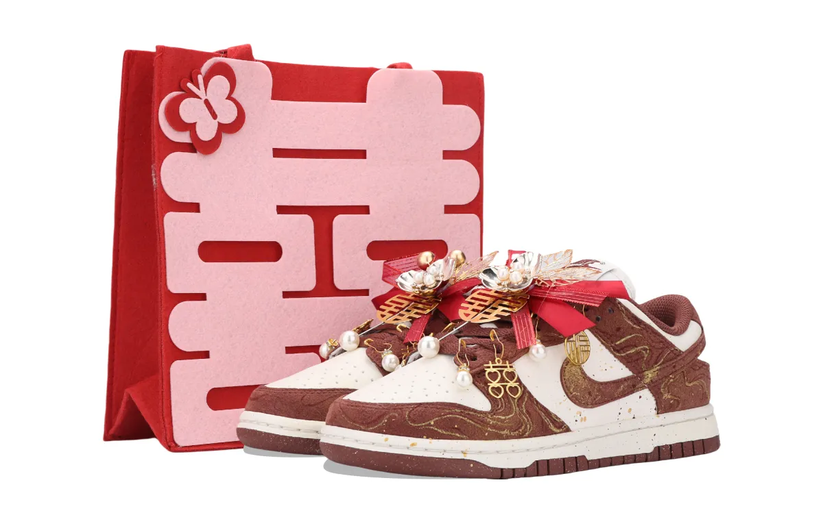 Nike Dunk Golden Threads Of Connection Slip Resistant Low top Skateboard Shoes Unisex White Red