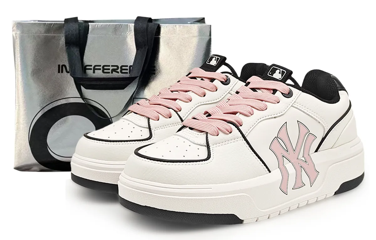 MLB Chunky Liner Abrasion Resistant Abrasion Resistant Low top Skateboard Shoes Unisex Pink White