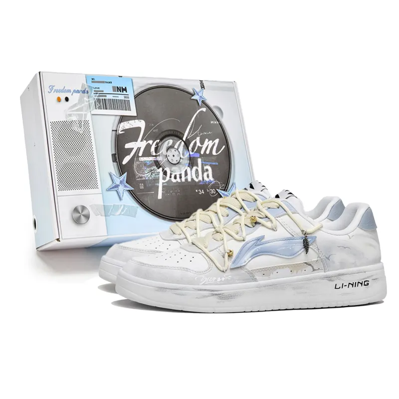Li Ning Floating Boat Synthetic Leather Cushioning Slip Resistant Cushioning Slip Resistant Low top Skateboard Shoes