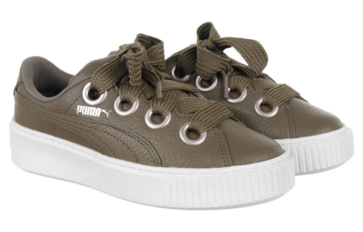 Женские кеды PUMA Platform Kiss (зеленые) — Зелёный — фото 3