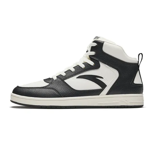 Anta Xiao Linggan, Panda Height Increasing Lightweight Mid top Skateboard Shoes Men's White Black
