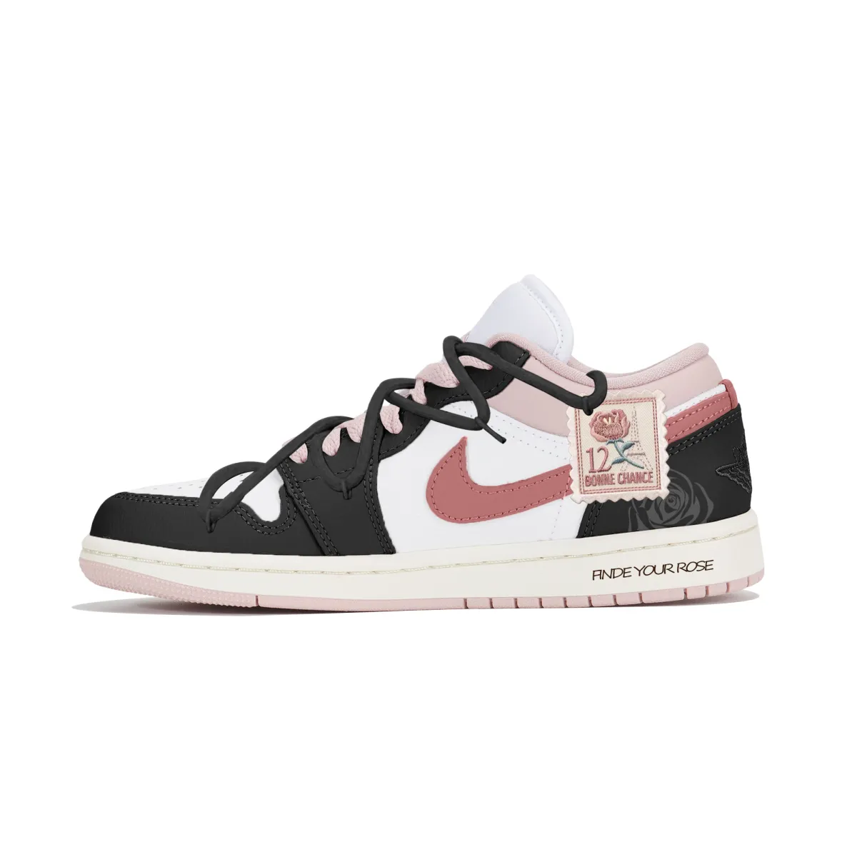 Jordan Air Jordan 1 Abrasion Resistant Low top Skateboard Shoes Women's Black Pink