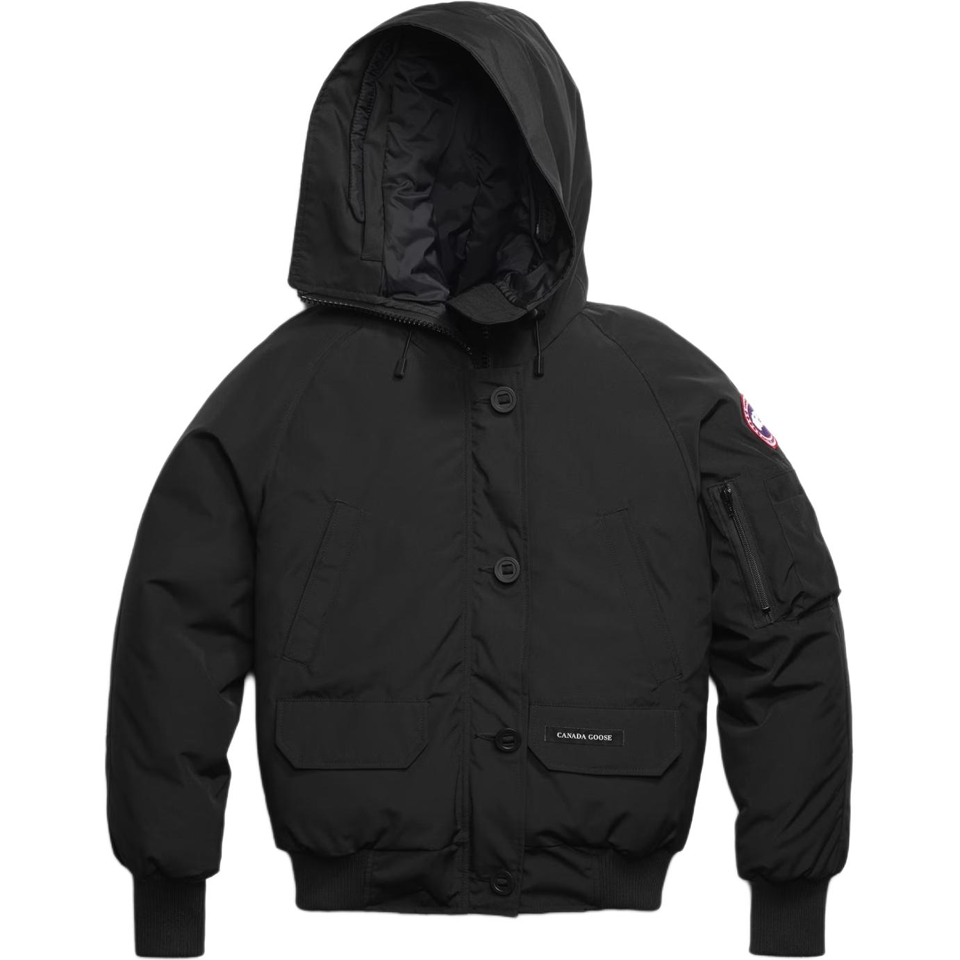 Canada Goose Canada Goose Chilliwack Series FW22 Red Label Waterproof, Windproof and Warm 01 Classic Upgraded Solid Color Logo Label Single Breasted Hooded Short Down Jacket Women's Black