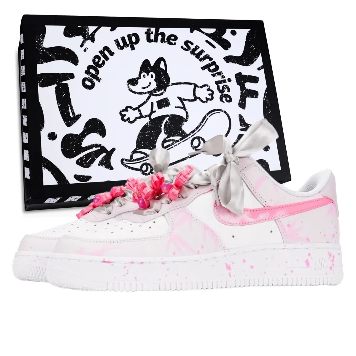 Nike Air Force 1 Sweet Style Bamboo Cow Leather Slip Resistant Abrasion Resistant Low top Skateboard Shoes Unisex Pink